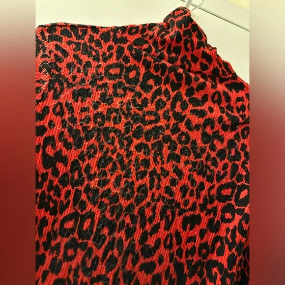 Zara Trufaluc Red Black Leopard Dress Size S - Picture 6 of 6